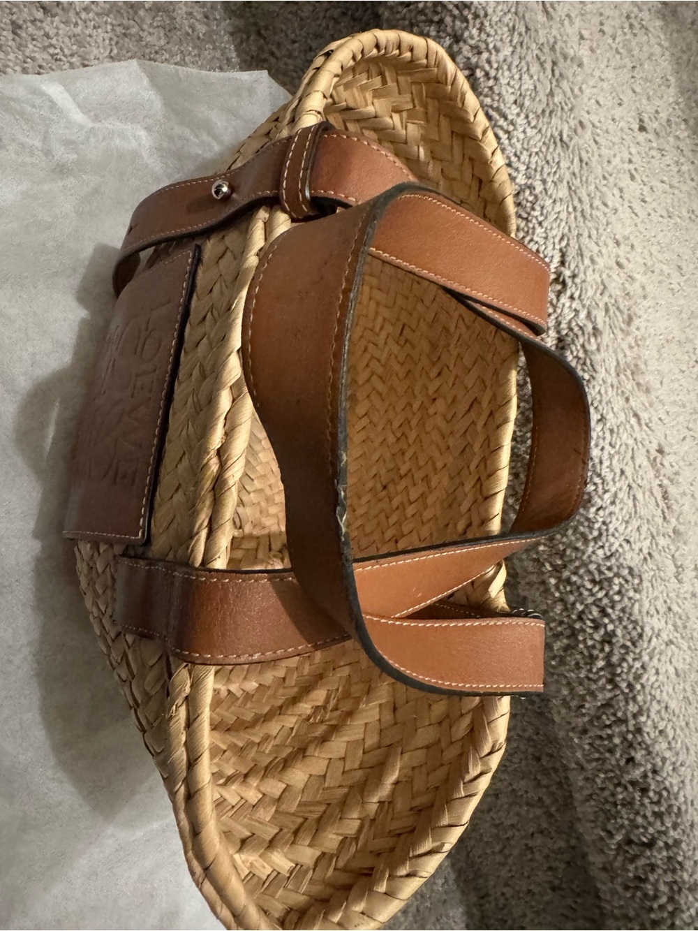 LOEWE Raffia Small Basket Bag Pre-Owned - Picture 14 of 17